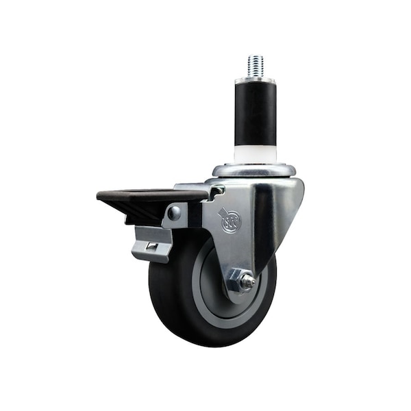 Service Caster 3.5'' Thermoplastic Rubber Swivel 1-3/8'' Expanding Stem Caster with Brake SCC-EX20S3514-TPRB-PLB-138 - main